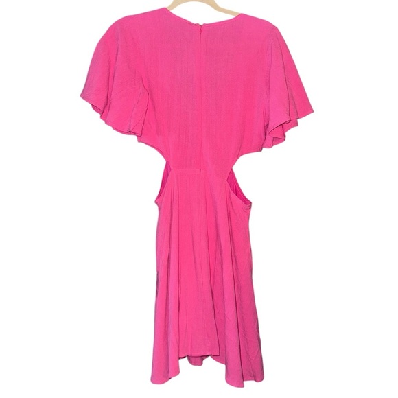 NWT LULU’S Perfect Day for Love Pink Cutout Tie-Front Mini Dress Size Medium - Picture 11 of 14